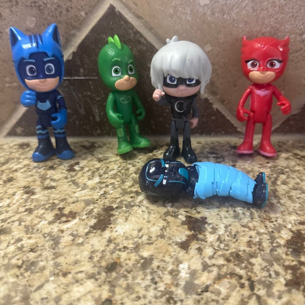 Just Play PJ Masks 3" Action Figure Lot 5 Poseable Catboy Owlette Gekko Villain